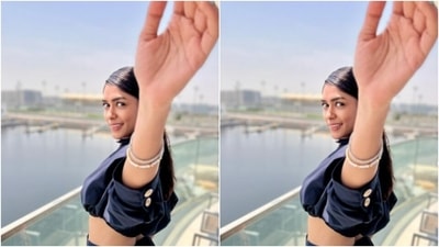Mrunal recently took off to Yas Island in Abu Dhabi and shared a slew of pictures from her 'fit diaries’ as she posed in a balcony of sorts in the island. (Instagram/@mrunalthakur)