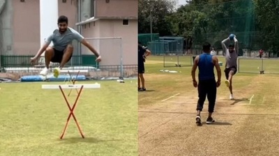 Jasprit Bumrah trains at the NCA, Bengaluru (Screengrab) Jasprit Bumrah trains at the NCA, Bengaluru (Screengrab)