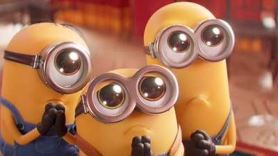 This image released by Universal Pictures shows Minions characters, from left, Stuart, Bob and Kevin in a scene from "Minions: The Rise of Gru." (Illumination Entertainment/Universal Pictures via AP) (AP) This image released by Universal Pictures shows Minions characters, from left, Stuart, Bob and Kevin in a scene from "Minions: The Rise of Gru." (Illumination Entertainment/Universal Pictures via AP) (AP)