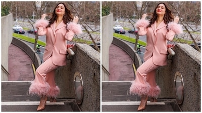 On Monday evening, celebrity stylist Ami Patel took to her Instagram page to share several pictures of Tamannaah dressed in a blush pink pantsuit. The star's ensemble looked like the stuff of dreams, and she looked even more beautiful wearing it. It is from the shelves of designer Nadine Merabi's clothing label and is a perfect pick for late-night romantic dinner with your partner or drink dates with your girlfriends. (Instagram) On Monday evening, celebrity stylist Ami Patel took to her Instagram page to share several pictures of Tamannaah dressed in a blush pink pantsuit. The star's ensemble looked like the stuff of dreams, and she looked even more beautiful wearing it. It is from the shelves of designer Nadine Merabi's clothing label and is a perfect pick for late-night romantic dinner with your partner or drink dates with your girlfriends. (Instagram)