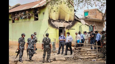 Birbhum: Central Bureau of Investigation (CBI) officers with CFSL team conducts its investigation near the house where 10 people were burnt alive at Bogtui village in Birbhum district of West Bengal. (PTI File Photo) Birbhum: Central Bureau of Investigation (CBI) officers with CFSL team conducts its investigation near the house where 10 people were burnt alive at Bogtui village in Birbhum district of West Bengal. (PTI File Photo)