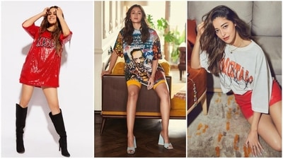 Loose baggy t-shirts is a comfiest trend. It can be styled in multiple ways and can be worn on any occasion from casual to fancy. From Alia Bhatt to Ananya Pandey Bollywood actresses have been spotted donning the oversized T-shirt trend. Slay the baggy T-shirt trend by drawing inspiration from these divas. (Instagram ) Loose baggy t-shirts is a comfiest trend. It can be styled in multiple ways and can be worn on any occasion from casual to fancy. From Alia Bhatt to Ananya Pandey Bollywood actresses have been spotted donning the oversized T-shirt trend. Slay the baggy T-shirt trend by drawing inspiration from these divas. (Instagram )