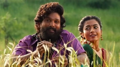 Allu Arjun and Rashmika Mandanna in Pushpa: The Rise. Allu Arjun and Rashmika Mandanna in Pushpa: The Rise.