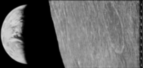 Reworked Image of the Earth which was taken by the Lunar Orbiter 1. ( Image Credit: NASA / LOIRP)