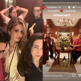 "Trying our best to be candid (failing of course!)," said Karan as he posted their photo on his Instagram Stories. "Trying our best to be candid (failing of course!)," said Karan as he posted their photo on his Instagram Stories.