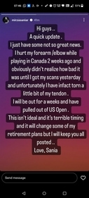 Sania Mirza's Instagram story