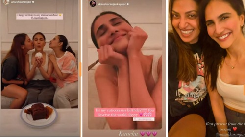 Vaani Kapoor rang in her birthday with besties Anushka Ranjan and Akansha Ranjan. Vaani Kapoor rang in her birthday with besties Anushka Ranjan and Akansha Ranjan.