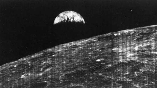 The Lunar orbiter 1 took the first photograph of Earth from the surrounding of Moon.(Image credit: NASA)