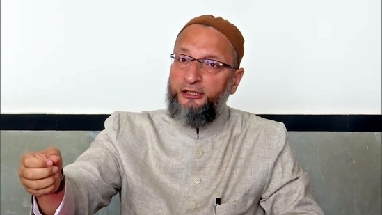 Hyderabad, Aug 16 (ANI): AIMIM Chief Asaduddin Owaisi addresses a press conference over the security of Kashmiri Pandits and other issues, in Hyderabad on Tuesday. (ANI Photo/ ANI pic service) (ANI)