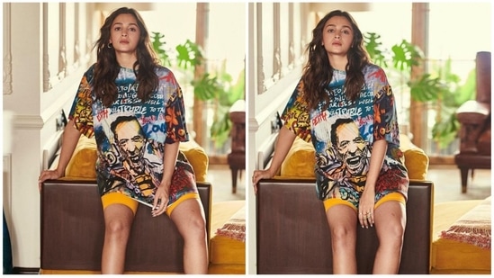 Alia Bhat is a true fashionista who can pull off any look or clothing.&nbsp; She can rock any outfit and any look. She looks absolutely gorgeous in an oversized T-shirt.&nbsp;Like Alia, you can choose a quirky&nbsp;oversized T-shirt with graffiti and wear it with bright yellow shorts. To finish the ensemble, put on a pair of golden loop statement earrings.(Instagram )