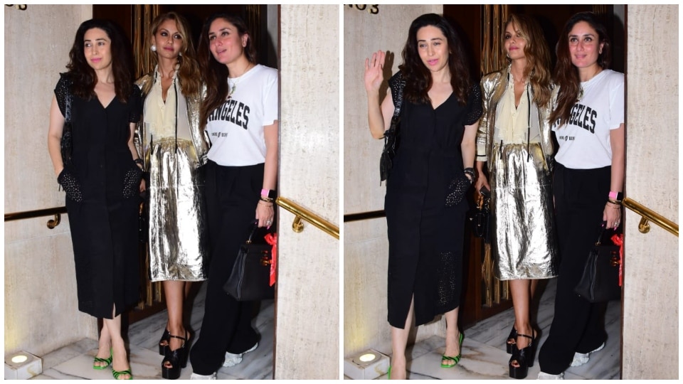 Kareena Kapoor Khan, Karisma Kapoor and Natasha Poonawalla enjoy dinner date.&nbsp;(HT Photo/Varinder Chawla)