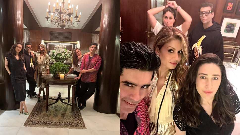 Kareena Kapoor aces no-makeup look as she poses with Karisma Kapoor, Karan  Johar, and Manish Malhotra