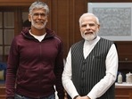 Milind Soman with Prime Minister Narendra Modi.