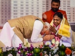 Prime Minister Narendra Modi on Wednesday inaugurated Amrita Hospital in Faridabad, Haryana. The super-speciality hospital, managed by Mata Amritanandamayi Math, will be equipped with 2600 beds. During the event, PM Modi sought blessings from 'Amma' and called her the 'embodiment of love and sacrifice.'(PTI)