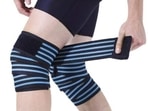 A knee bandage is a simple and effective tool for pain relief during exercises.