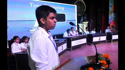 Students participating in the debate competition being held at St John’s School in Chandigarh on Wednesday. (Keshav SIngh/HT)