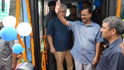 Delhi Chief Minister Arvind Kejriwal on Wednesday flagged off 97 electric buses from the Rajghat bus depot taking the number of such vehicles to 250. During the ceremony, he said that nearly 80 per cent of the city's entire bus fleet will be completely electric by 2025. (ANI) Delhi Chief Minister Arvind Kejriwal on Wednesday flagged off 97 electric buses from the Rajghat bus depot taking the number of such vehicles to 250. During the ceremony, he said that nearly 80 per cent of the city's entire bus fleet will be completely electric by 2025. (ANI)