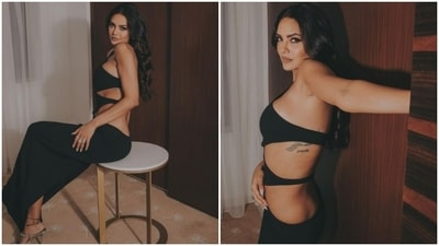 The bold and beautiful Esha Gupta who is not afraid of experimenting with her looks flaunted her hourglass figure in this cut-out black dress.&nbsp; (Instagram/@egupta)