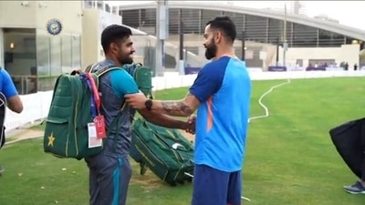 Virat Kohli catches up with Babar Azam in Dubai (Screengrab)