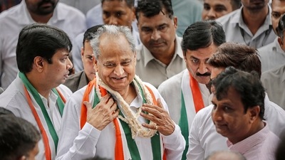 Rajasthan Chief Minister and senior Congress leader Ashok Gehlot in Ahmedabad, Tuesday, Aug. 23, 2022. (PTI) Rajasthan Chief Minister and senior Congress leader Ashok Gehlot in Ahmedabad, Tuesday, Aug. 23, 2022. (PTI)