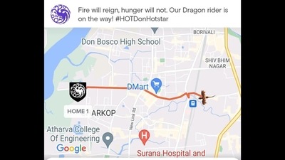 The image shows Swiggy's order tracking screen where the dragon is seen on its way to deliver food.&nbsp; (Swiggy)