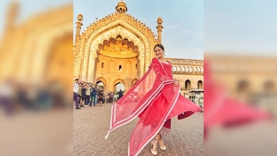 Ananya Panday's fuchsia pink anarkali set is from the Sehr collection of the label Devnaagri and her juttis are from NEEDLEDUST. (Instagram/@ananyapanday) Ananya Panday's fuchsia pink anarkali set is from the Sehr collection of the label Devnaagri and her juttis are from NEEDLEDUST. (Instagram/@ananyapanday)