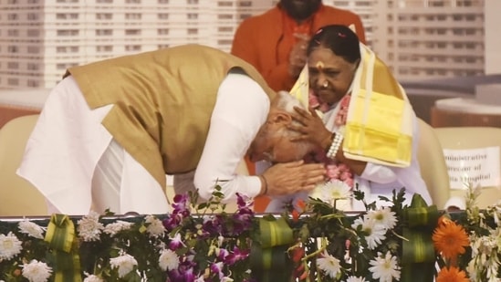 PM Modi is on a one-day visit to Haryana and Punjab. The day marks two important Health initiatives being inaugurated/dedicated to the Nation by the Prime Minister.(HT Photo/Vipin Kumar)