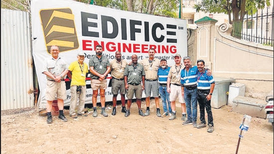 The dream team--Joseph Brinkkman, Richard Green, Kevin Smit, Petrus Mathebula, Elias Nthidi, Marthinus Botha, Uttkarsh Mehta, Ian Ehlers, Mayur Mehta and Bhawin Kacharia. (HT Photo)