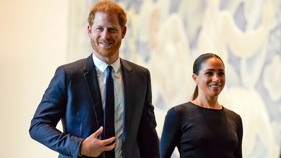 Prince Harry and Meghan Markle at United Nations headquarters in July. (AP/PTI) (AP)