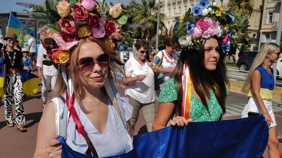 Demonstrators take part in a march on the "Promenade des Anglais" in Nice, south eastern France on Wednesday.(AFP)