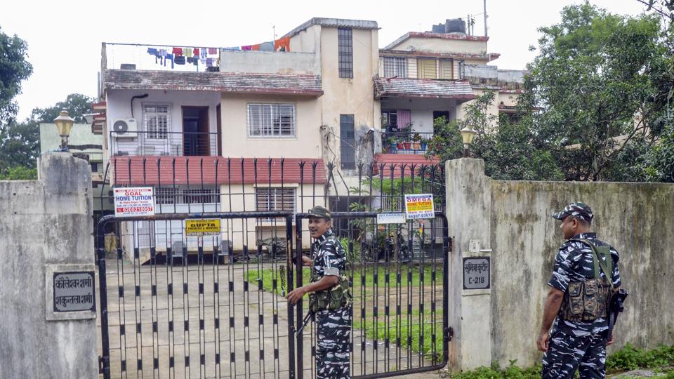 Ranchi: Central Reserve Police Force &nbsp;personnel stand guard during a raid by ED at a premises linked to a close aide of Jharkhand CM Hemant Soren. (PTI)