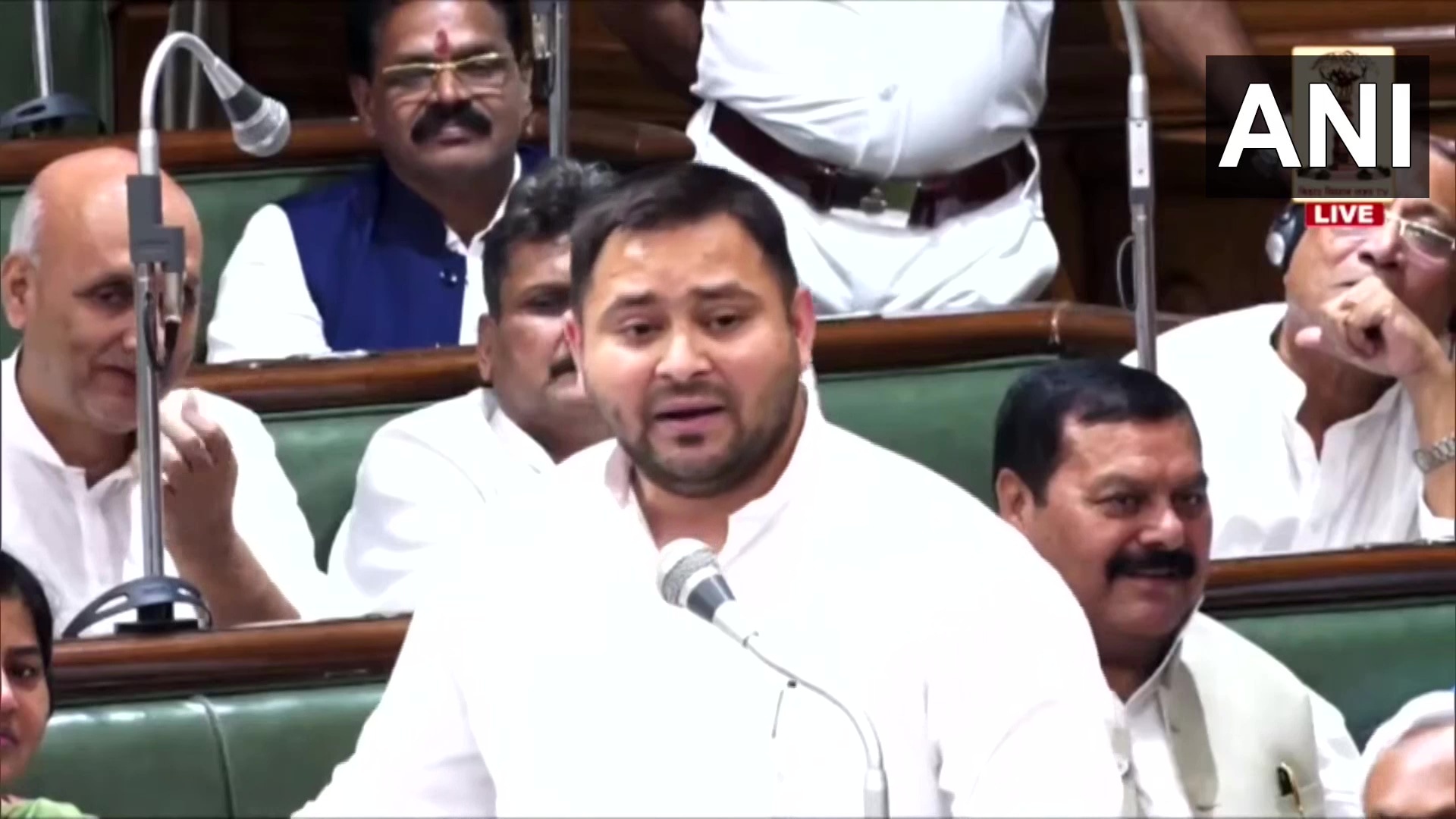 Bihar deputy CM Tejashwi Yadav speaks at the Assembly during a special session on Wednesday. (ANI) Bihar deputy CM Tejashwi Yadav speaks at the Assembly during a special session on Wednesday. (ANI)