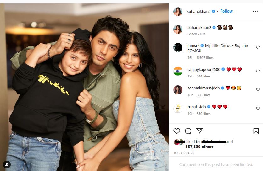 Suhana posted an unseen photo as they posed for the camera.