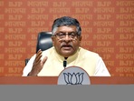 BJP MP Ravi Shankar Prasad addresses a press conference, in New Delhi on Thursday. (ANI Photo)(Ayush Chopra) BJP MP Ravi Shankar Prasad addresses a press conference, in New Delhi on Thursday. (ANI Photo)(Ayush Chopra)