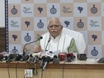 Haryana CM Manohar Lal Khattar speaking to press on Thursday. Haryana CM Manohar Lal Khattar speaking to press on Thursday.
