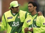 Wasim Akram and Shoaib Akhtar in 1999. (Getty) Wasim Akram and Shoaib Akhtar in 1999. (Getty)