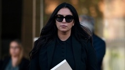 Vanessa Bryant, the widow of Kobe Bryant, leaves a federal courthouse in Los Angeles.