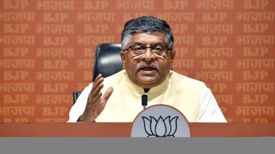 BJP MP Ravi Shankar Prasad addresses a press conference, in New Delhi on Thursday. (ANI Photo) (Ayush Chopra) BJP MP Ravi Shankar Prasad addresses a press conference, in New Delhi on Thursday. (ANI Photo) (Ayush Chopra)