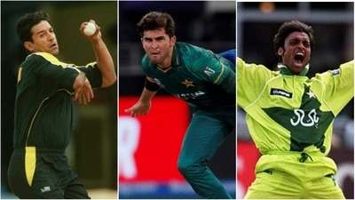 Wasim Akram; Shaheen Afridi; Shoaib Akhtar (File) Wasim Akram; Shaheen Afridi; Shoaib Akhtar (File)