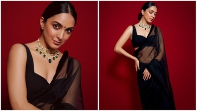 Kiara Advani: If you do not want to go too vibrant with your look then you can wear a solid sheer saree and opt for heavy jewellery and minimal makeup. This contemporary look of Kiara Advani is the perfect example of subtle glam. (Instagram/@kiaraaliaadvani) Kiara Advani: If you do not want to go too vibrant with your look then you can wear a solid sheer saree and opt for heavy jewellery and minimal makeup. This contemporary look of Kiara Advani is the perfect example of subtle glam. (Instagram/@kiaraaliaadvani)