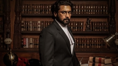 Suriya on the poster for Jai Bhim. Suriya on the poster for Jai Bhim.