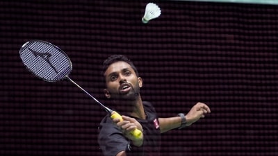HS Prannoy plays a return against Lakshya Sen at the BWF World Championships in Tokyo (AP) HS Prannoy plays a return against Lakshya Sen at the BWF World Championships in Tokyo (AP)