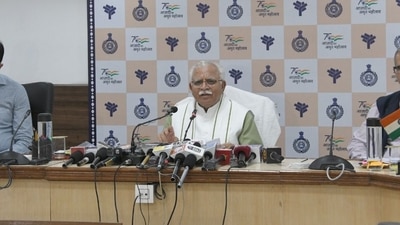 Haryana CM Manohar Lal Khattar speaking to press on Thursday.