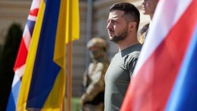 Ukraine's President Volodymyr Zelenskiy on August 24 (via REUTERS)