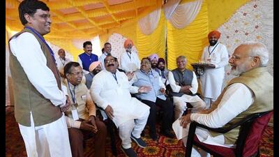 While the BJP leaders had originally chalked out a formal meeting of the PM with handful of state leaders, only ex-ministers and former legislators, who shifted loyalties from the Congress to BJP, were invited.