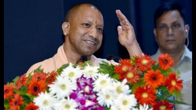 Uttar Pradesh chief minister Yogi Adityanath addresses trainees who completed the Security Guard Training Certificate Course under ‘Amrit Kaushal Vikas Yojna-Suraksharth’ of National Defence University, at Lok Bhawan, in Lucknow on Thursday. (ANI Photo) Uttar Pradesh chief minister Yogi Adityanath addresses trainees who completed the Security Guard Training Certificate Course under ‘Amrit Kaushal Vikas Yojna-Suraksharth’ of National Defence University, at Lok Bhawan, in Lucknow on Thursday. (ANI Photo)