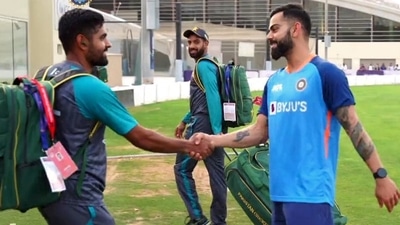 Babar Azam meets Virat Kohli Babar Azam meets Virat Kohli