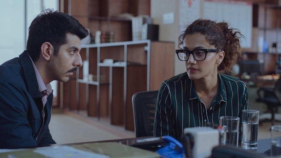 Pavail Gulati with Taapsee Pannu in Dobaaraa.