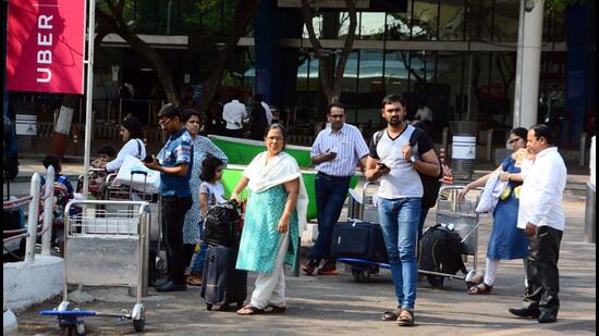 Passengers at Lohegaon airport in Pune (HT FILE PHOTO)