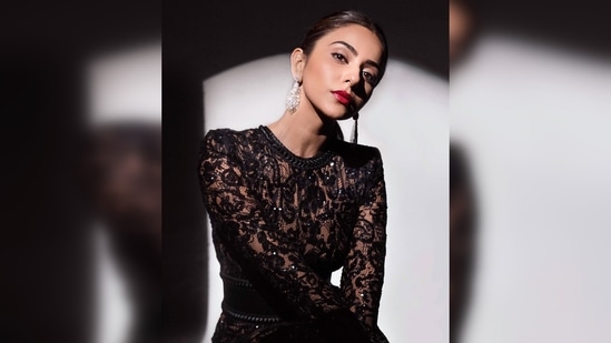 Rakul Preet's look was put together by celebrity fashion stylist Anshika Verma. Her outfit costs <span class='webrupee'>₹</span>29,793, as per the official website of the label.(Instagram/@rakulpreet)